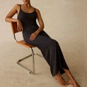 Faherty Sunwashed Slub Tank Maxi Dress S Black Organic